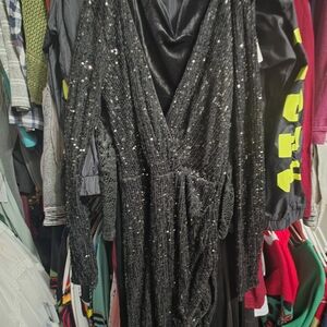 Windsor Black Sequin Evening Dress